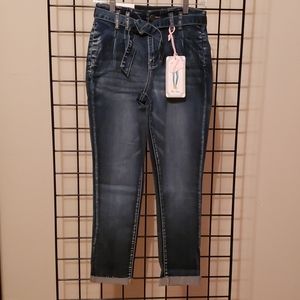 Blue desire paperbag waist high rise skinny jeans
